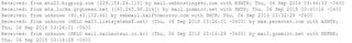 screenshot of some email headers