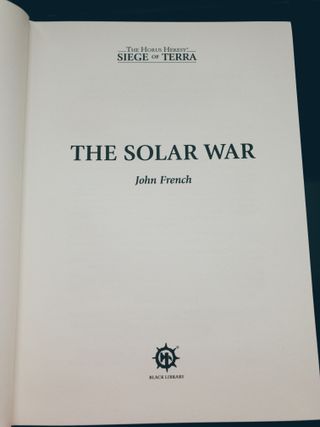 The main title page, with The Solar War printed in a large, serif, font