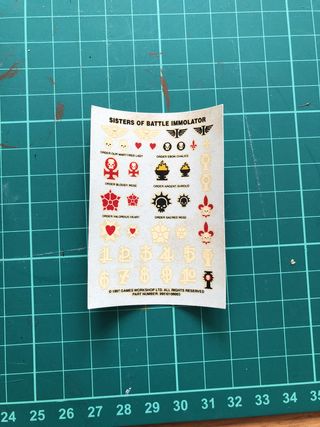 a small sheet of waterslide transfer decals