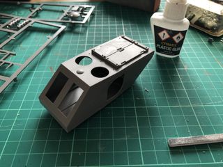 Work in progress shot of the main hull glued together, from a wider angle