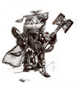 Ulrik the Slayer, black and white illustration by Mark Gibbons, undated