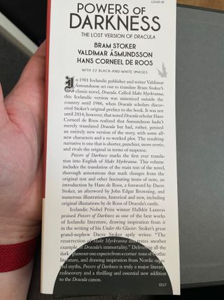 Powers of Darkness inside cover blurb