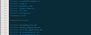 Screen Shot of my Hosts File